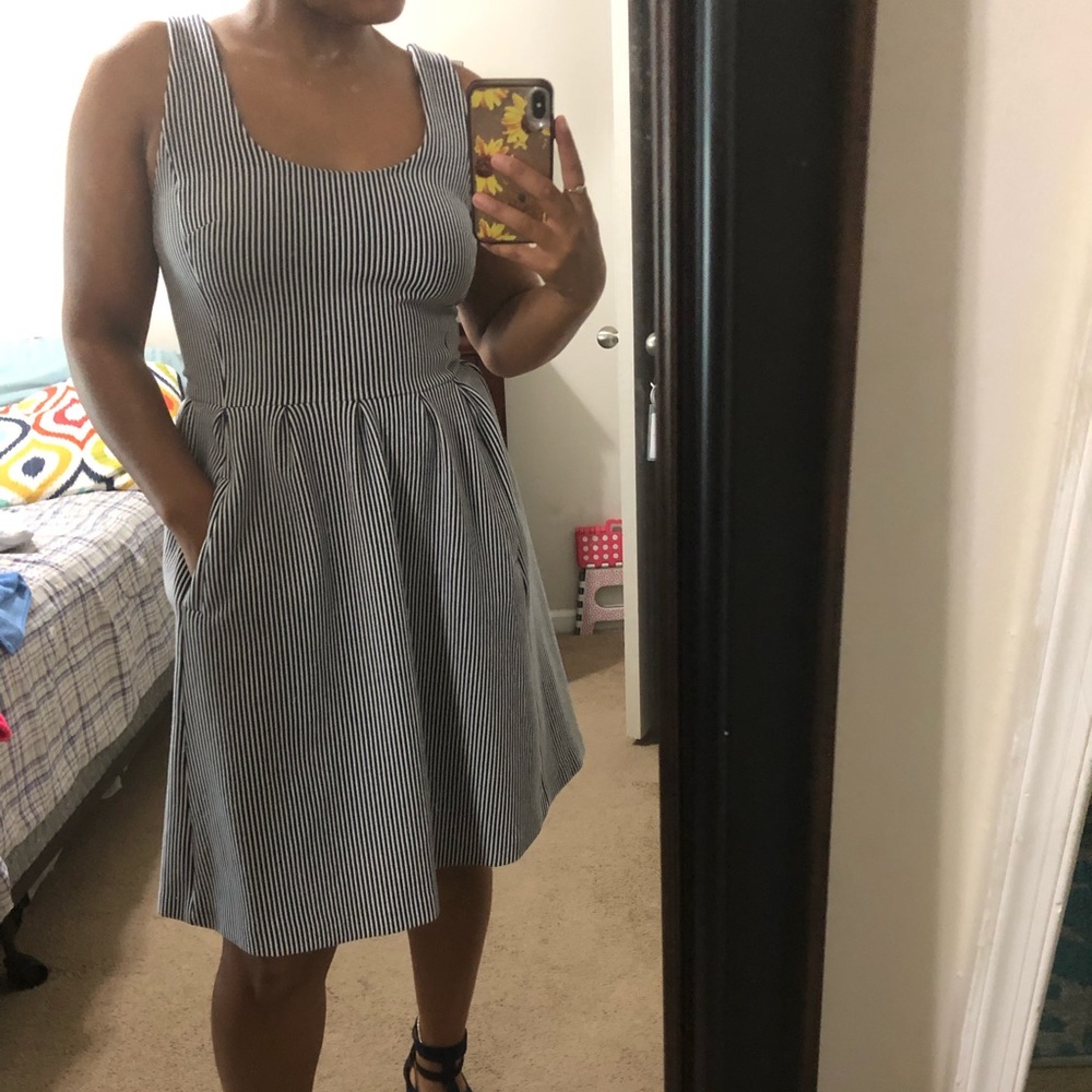 A navy blue and white dress!